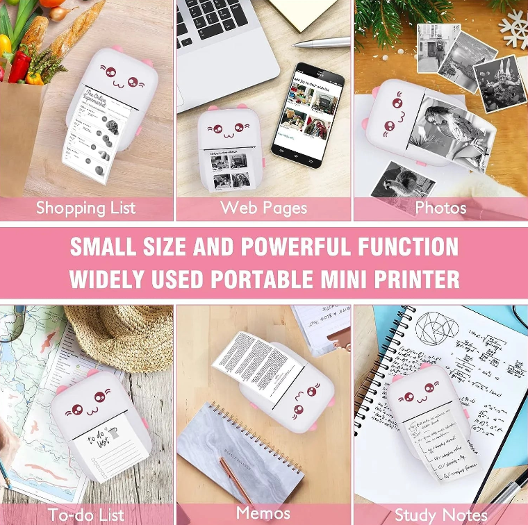 Mini Ink-Free Bluetooth Printer + 3 Free Rolls